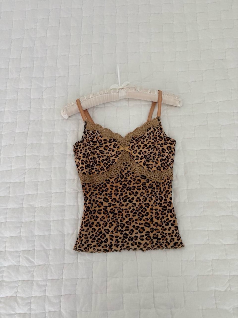 Morgan de Toi Tan Leopard-Print Lace Cami